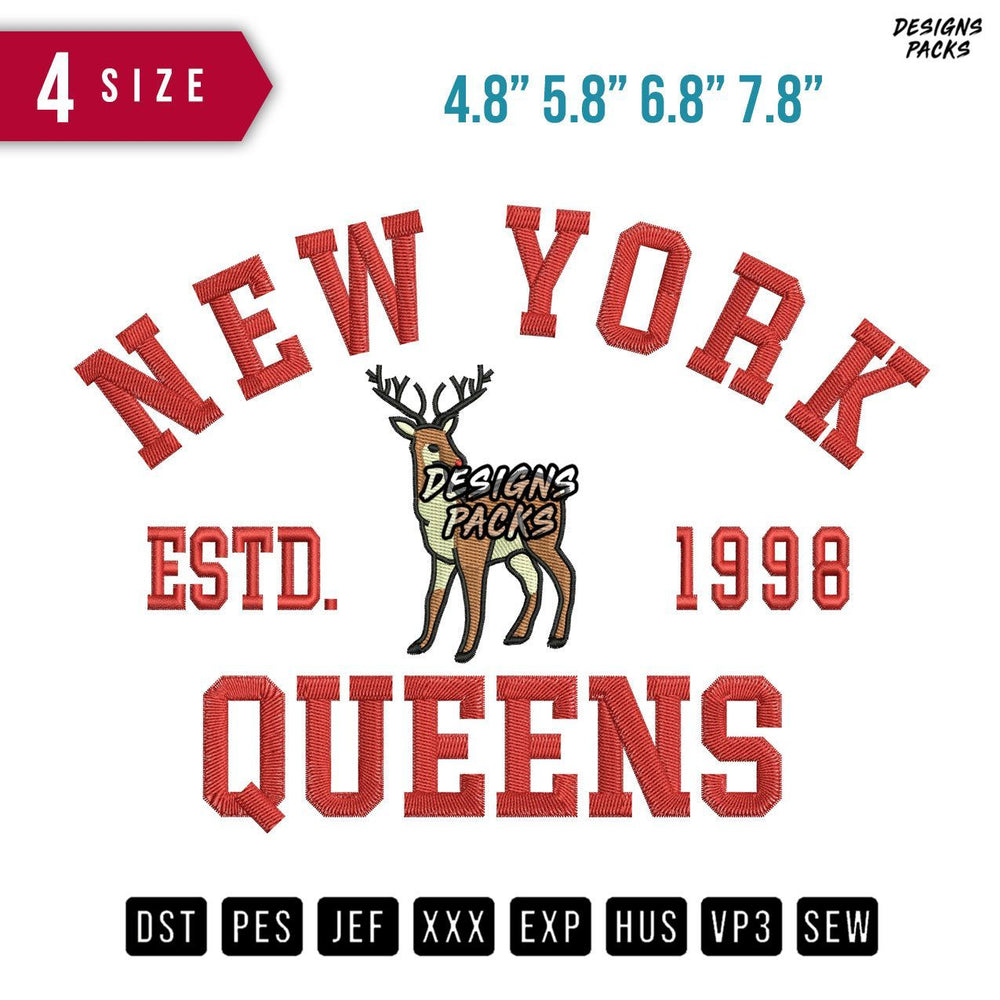 New York Deer Queen Embroidery Design