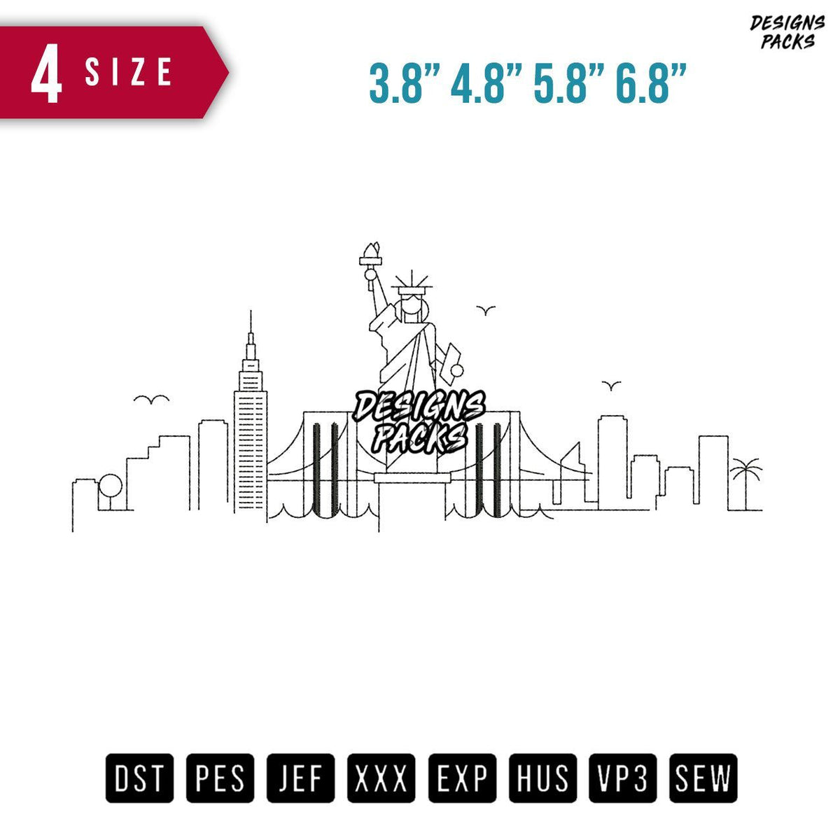 New York Line Embroidery Design