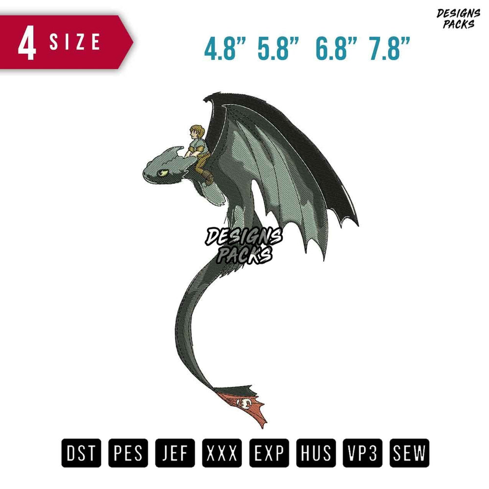 Night fury Flying Embroidery Design