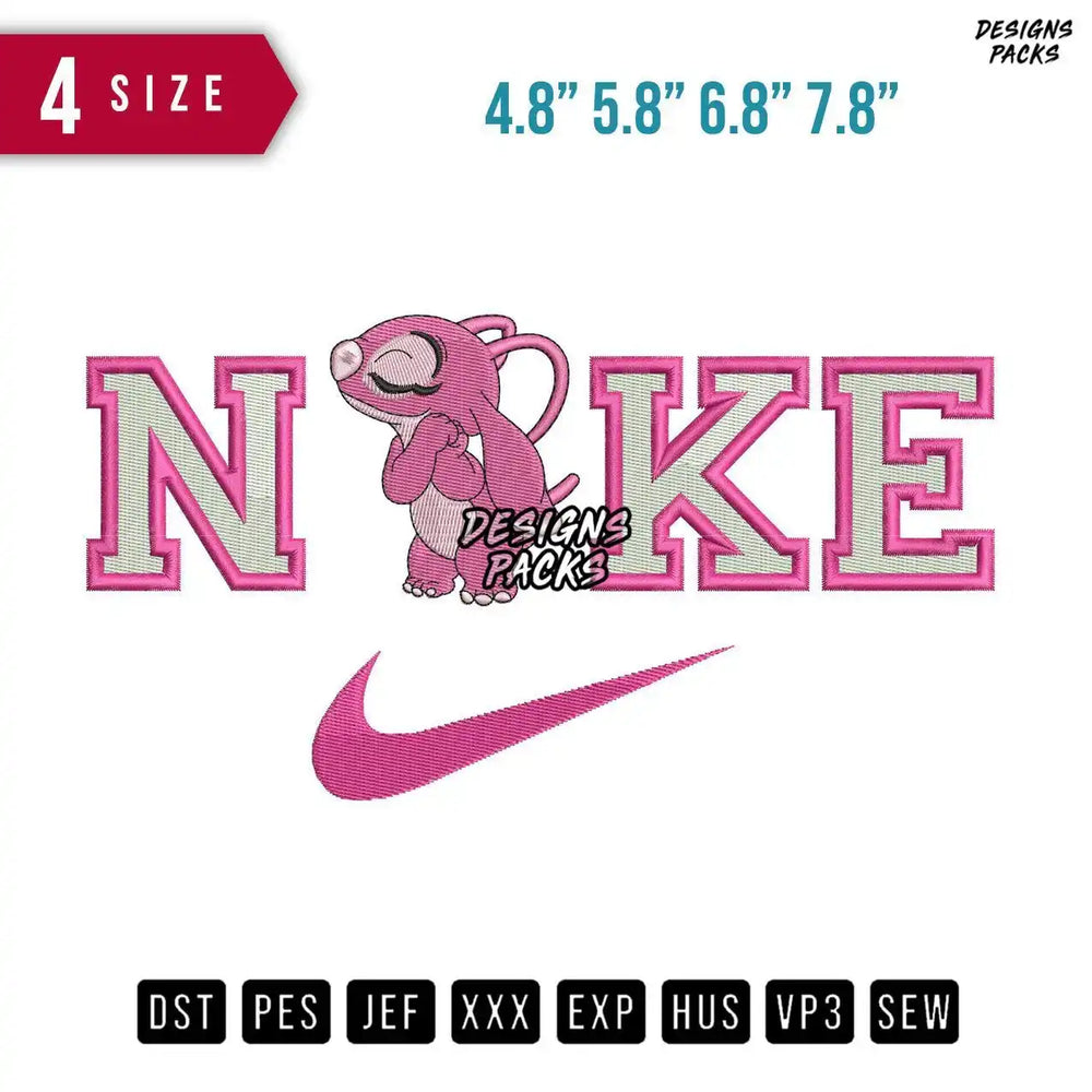 Swoosh Brand Angel Kiss B Embroidery Design