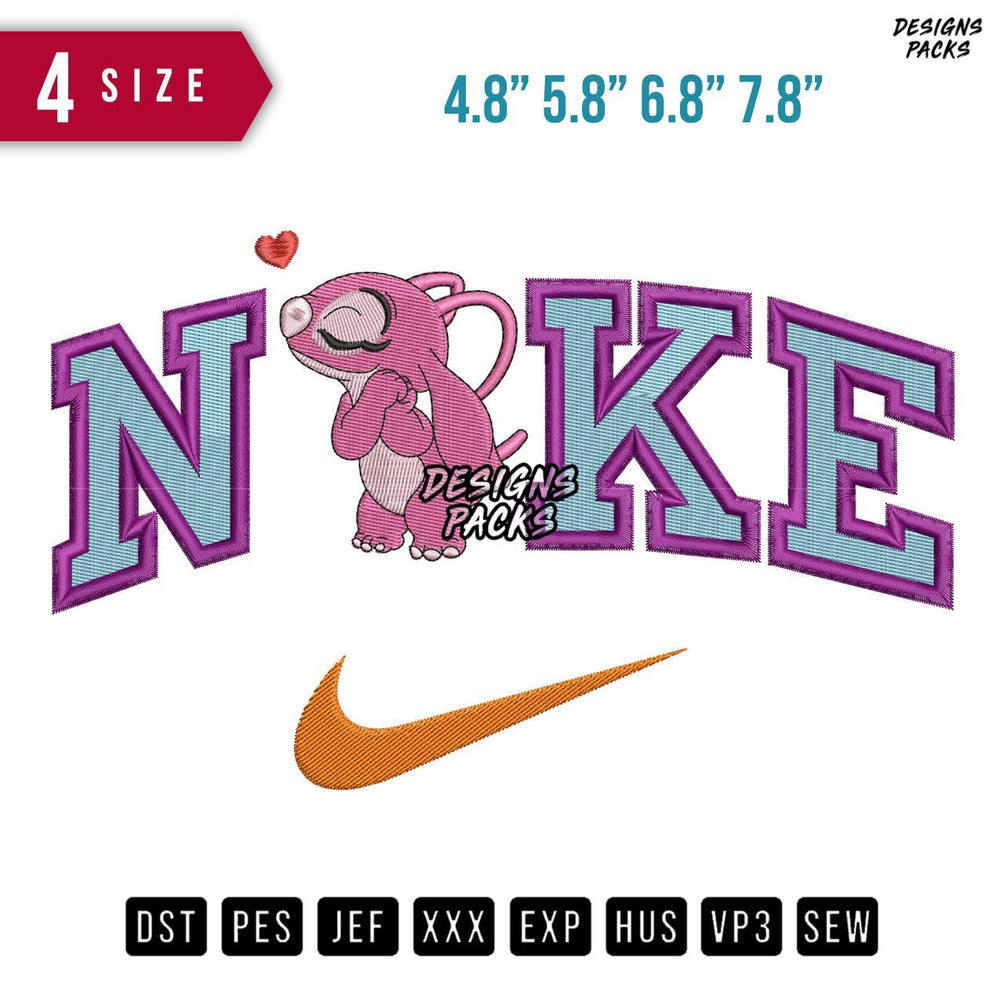 Swoosh Brand Angel Kiss Love Embroidery Design