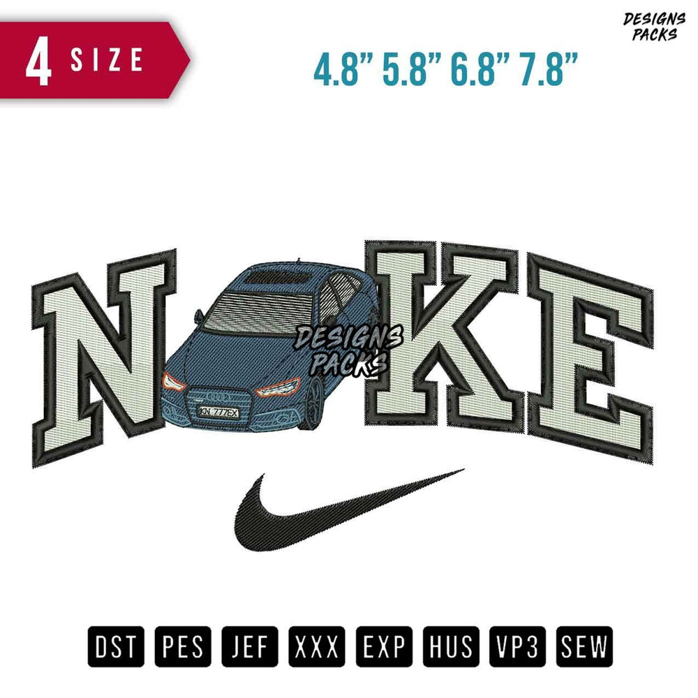 Swoosh Brand Audi Car Embroidery Design