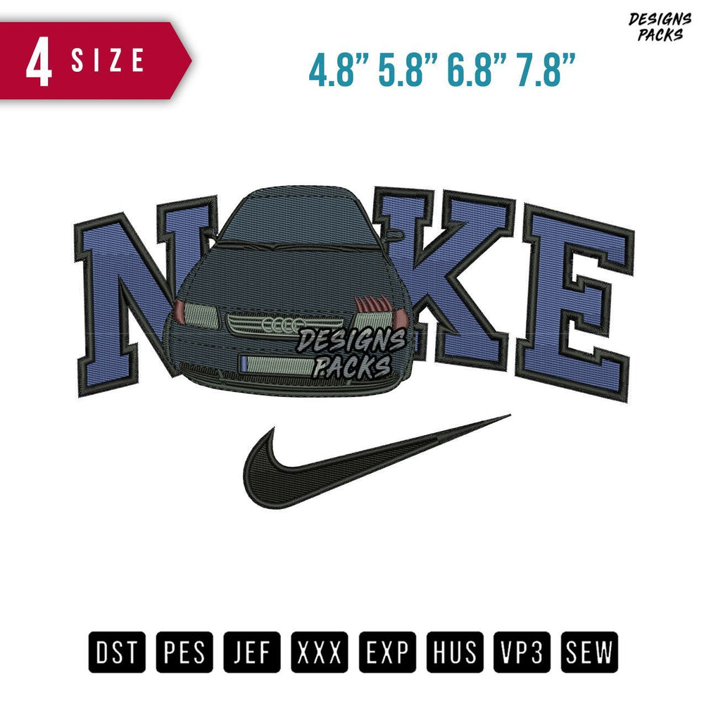 Swoosh Brand Audi Dark blue Embroidery Design
