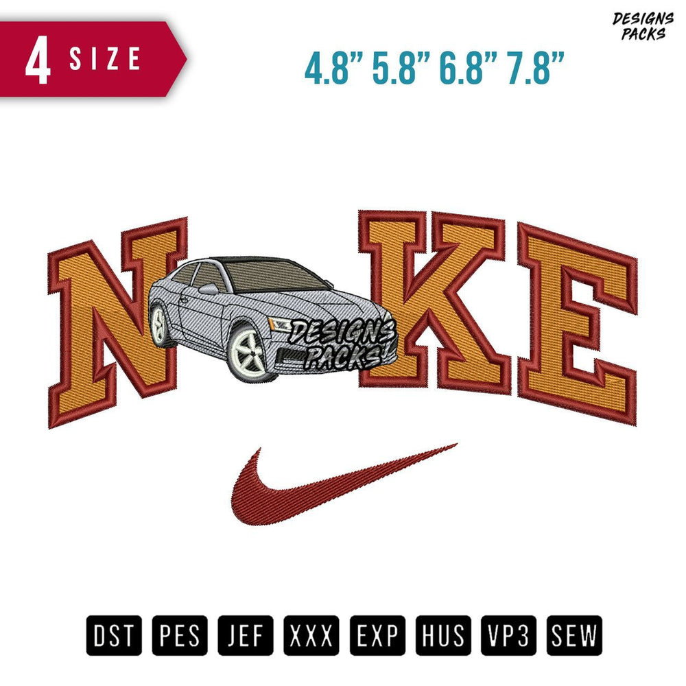 Swoosh Brand Audi Silver Embroidery Design