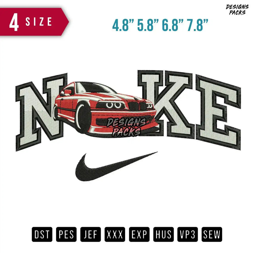 Swoosh Brand BMW E36 Embroidery Design