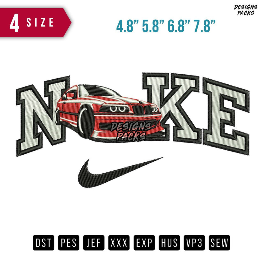 Swoosh Brand BMW E36 Embroidery Design