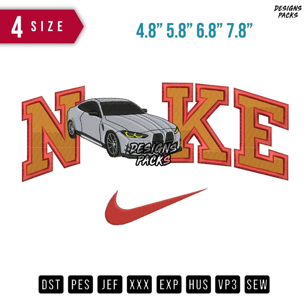Swoosh Brand BMWM4 Grey Embroidery Design