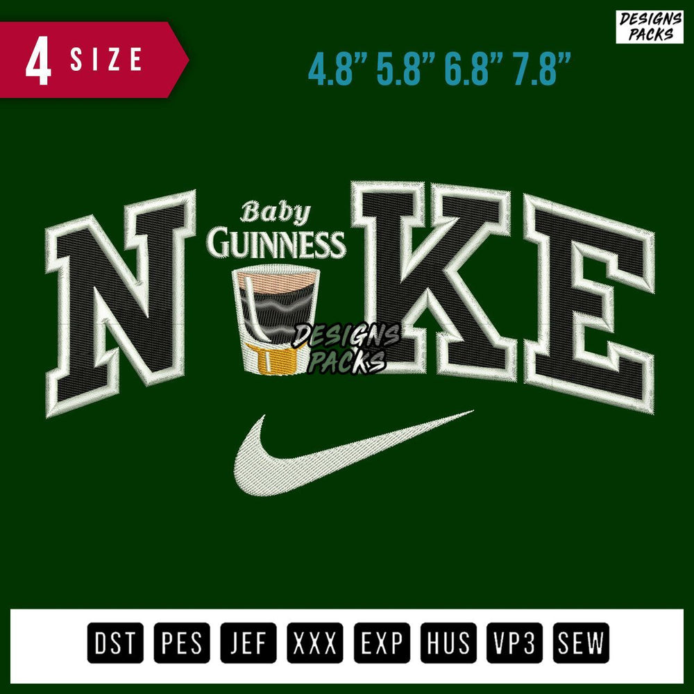 Swoosh Brand Baby Guinness Embroidery Design