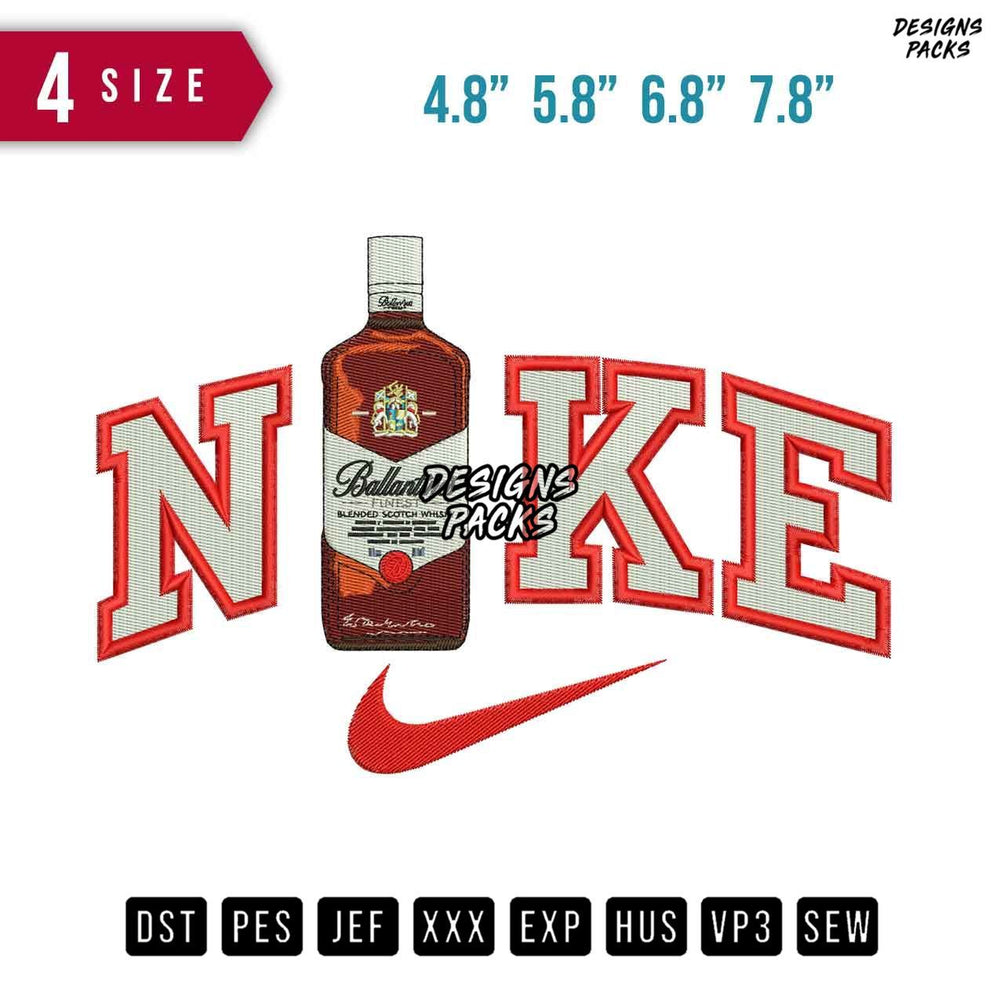 Swoosh Brand Ballatines Embroidery Design
