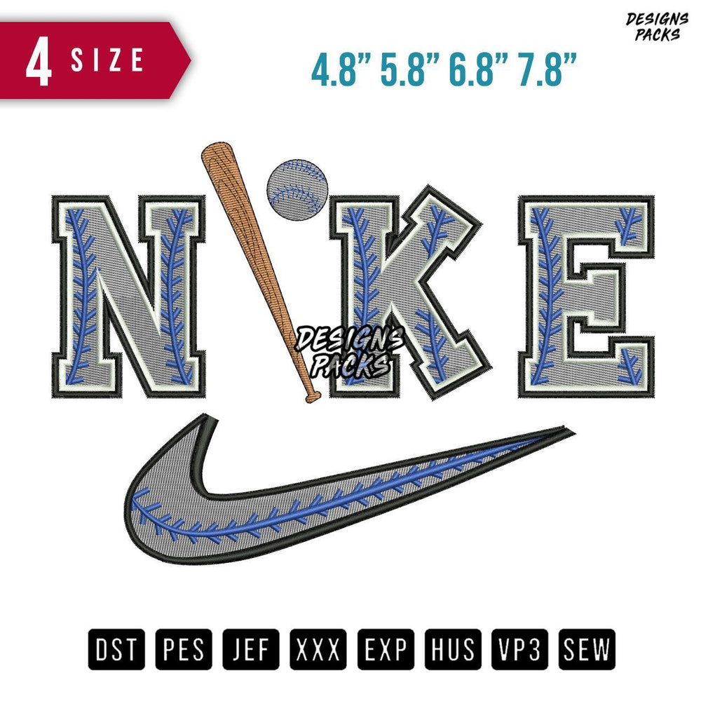 Swoosh Brand Baseball Embroidery Design