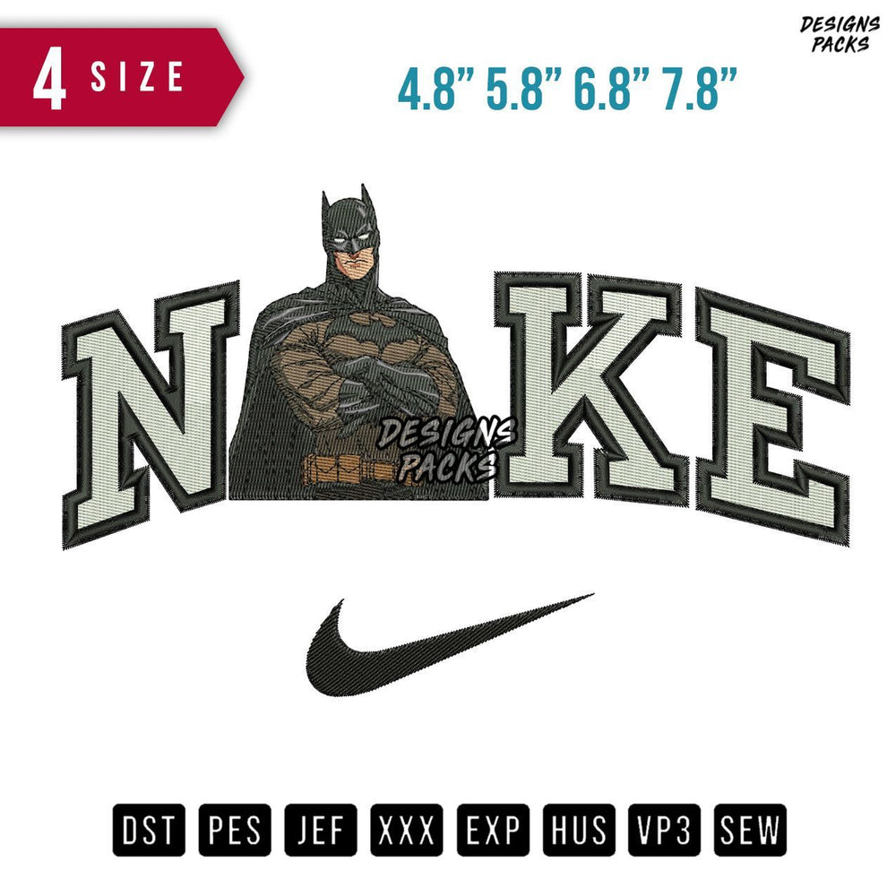 Swoosh Brand Batman B Embroidery Design