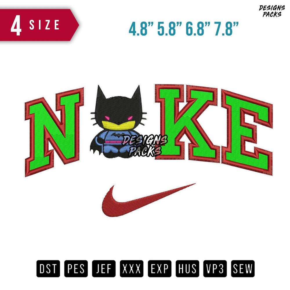Swoosh Brand Batman Stand Embroidery Design