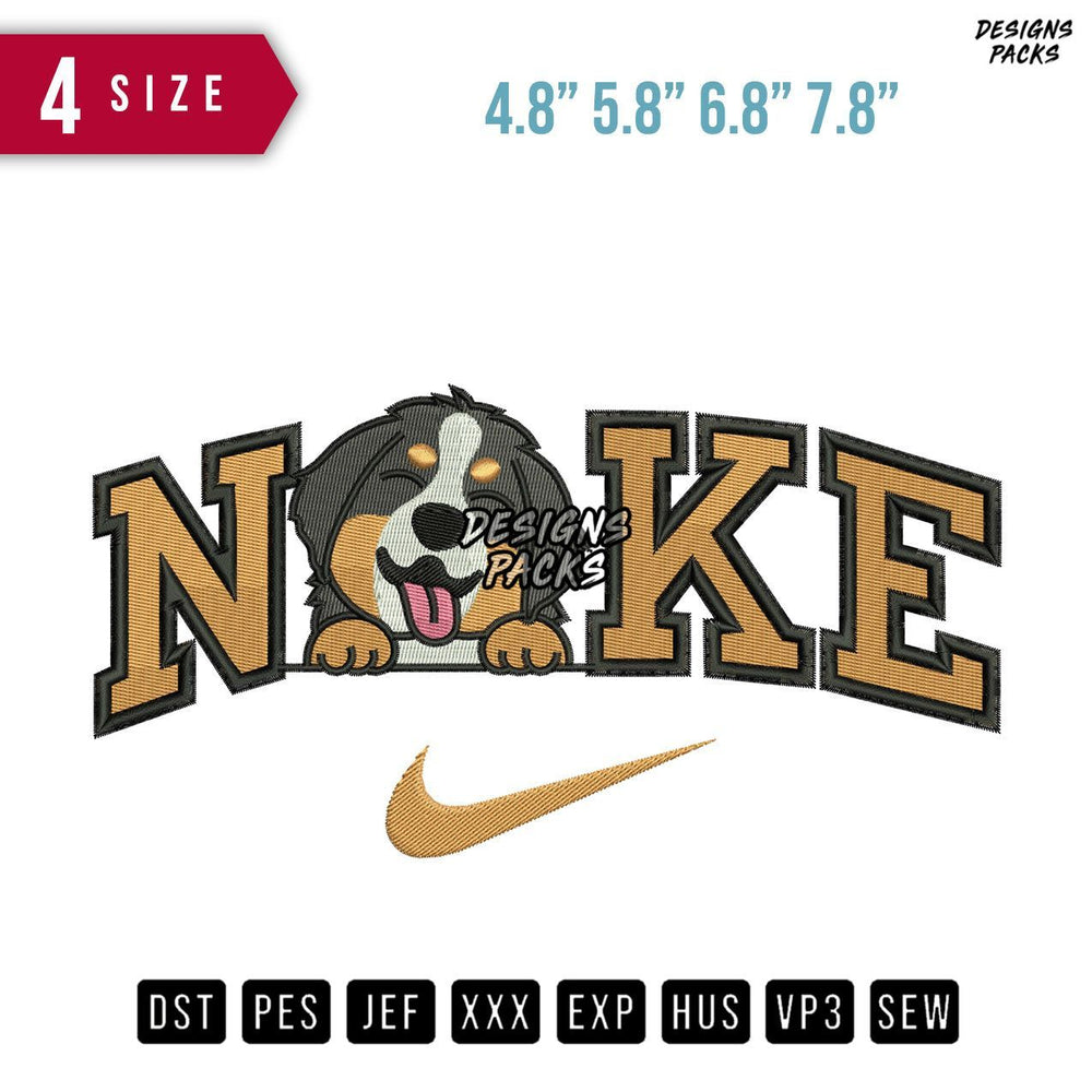 Swoosh Brand Bernese Mountain Dog Embroidery Design