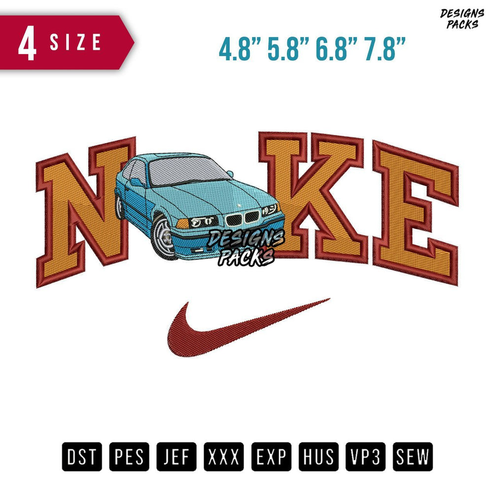 Swoosh Brand Bmw Blue sky Embroidery Design