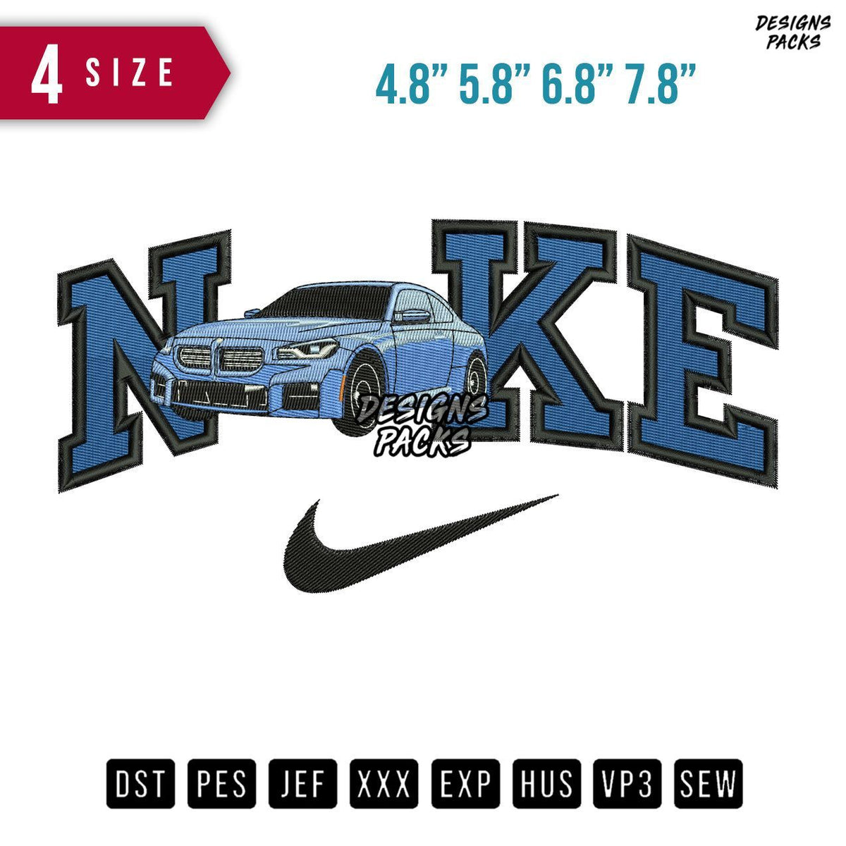 Swoosh Brand Bmw M2 B Embroidery Design