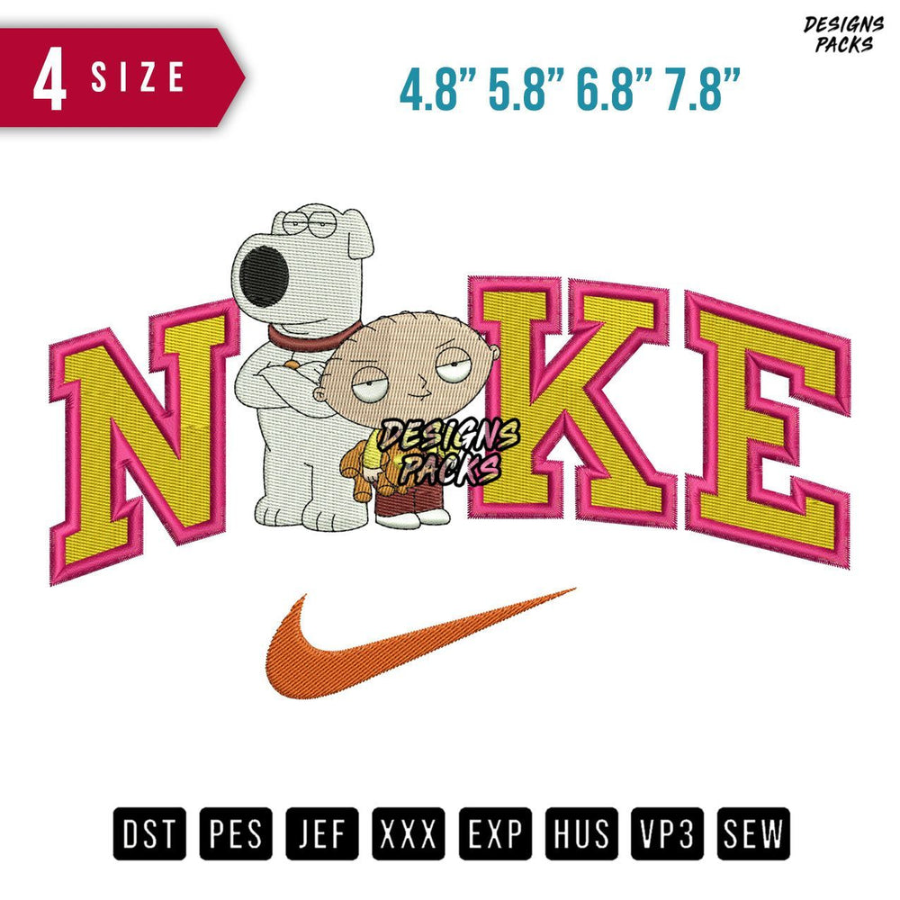 Swoosh Brand Brian Stewie Embroidery Design