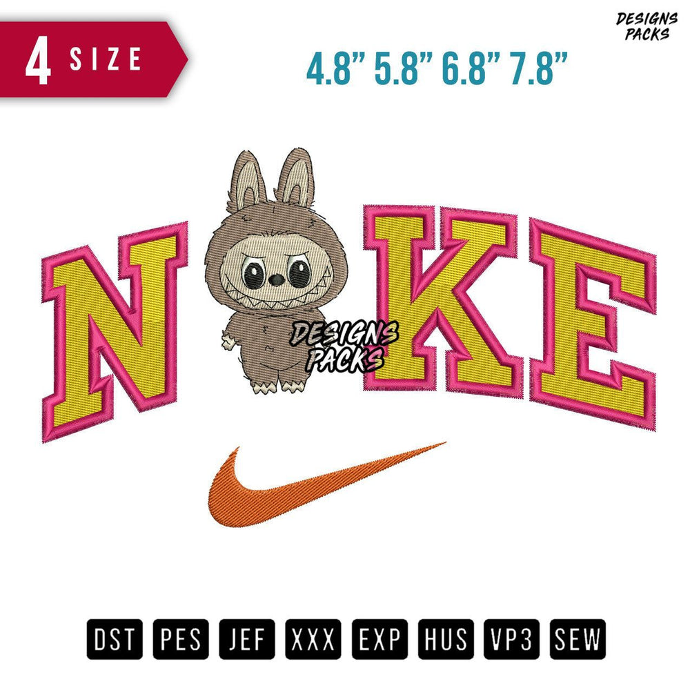 Swoosh Brand Brown Bear Embroidery Design