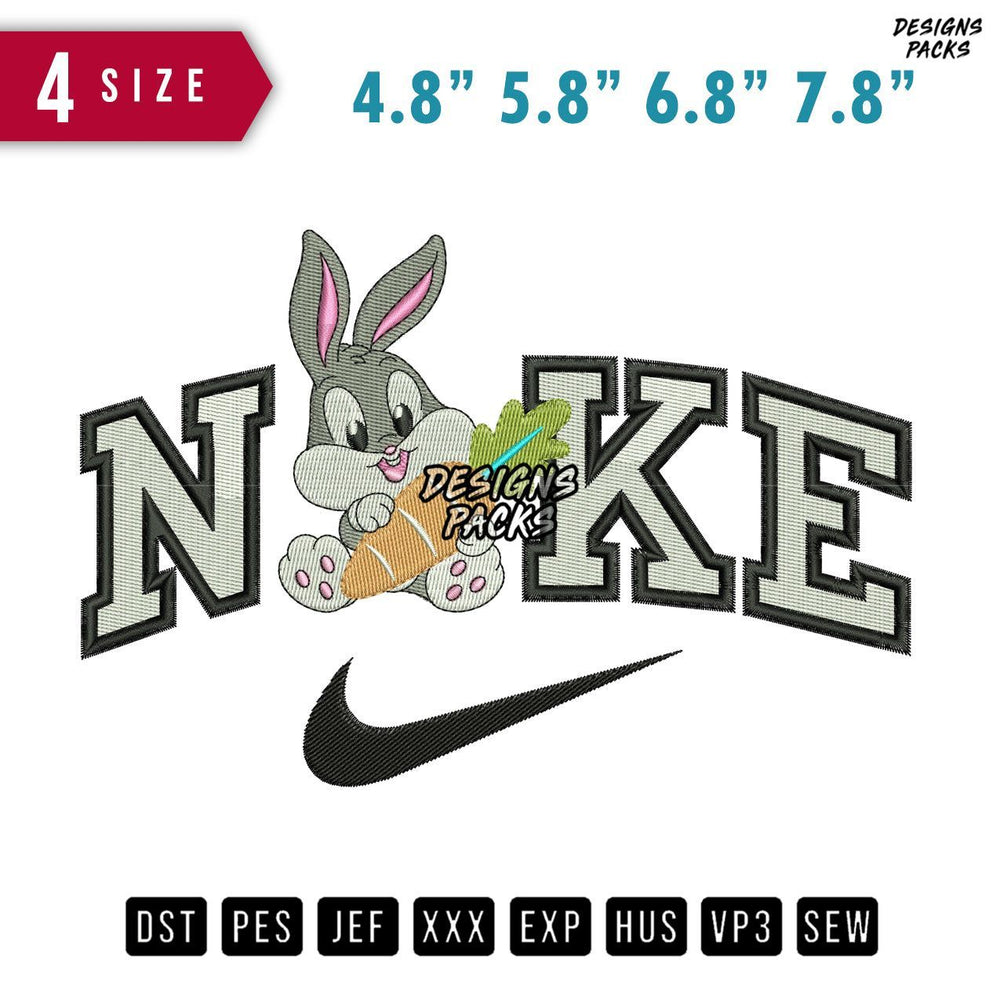 Swoosh Brand Bugs Bunny Baby Embroidery Design