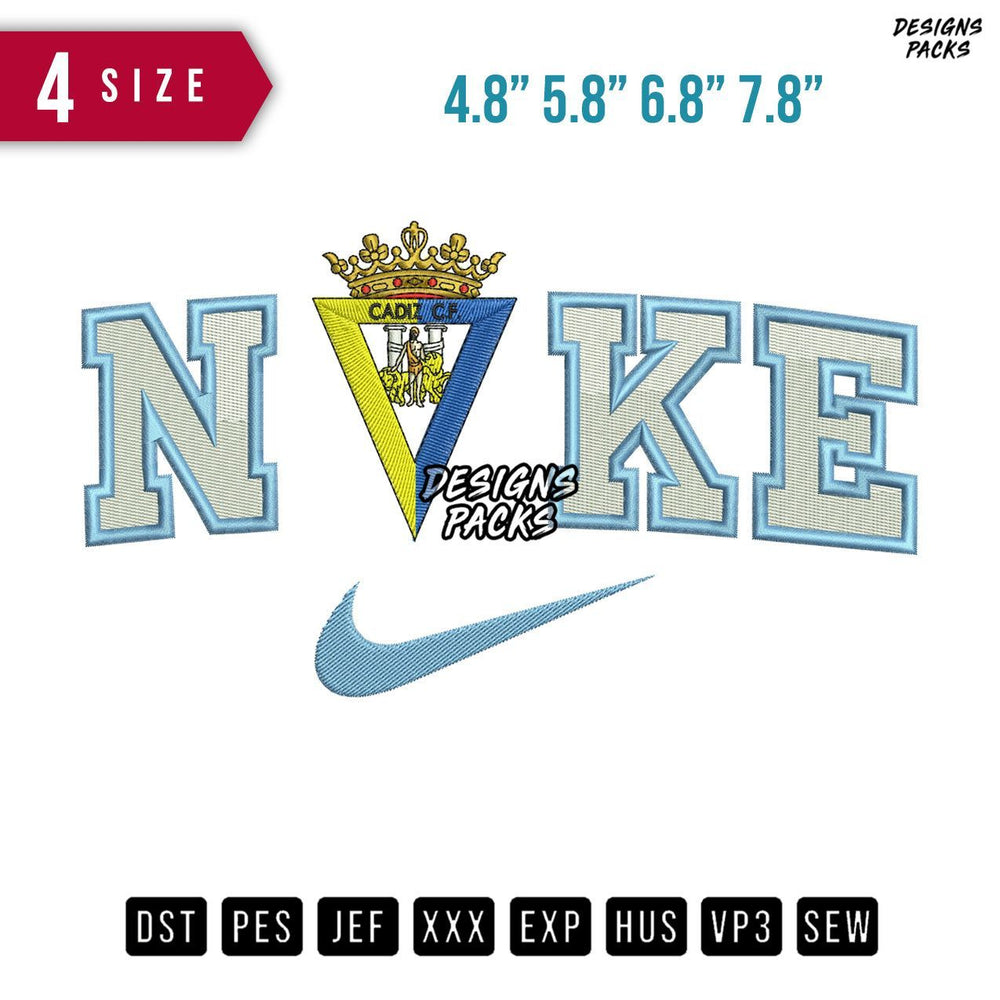 Swoosh Brand Cadiz Fc Embroidery Design
