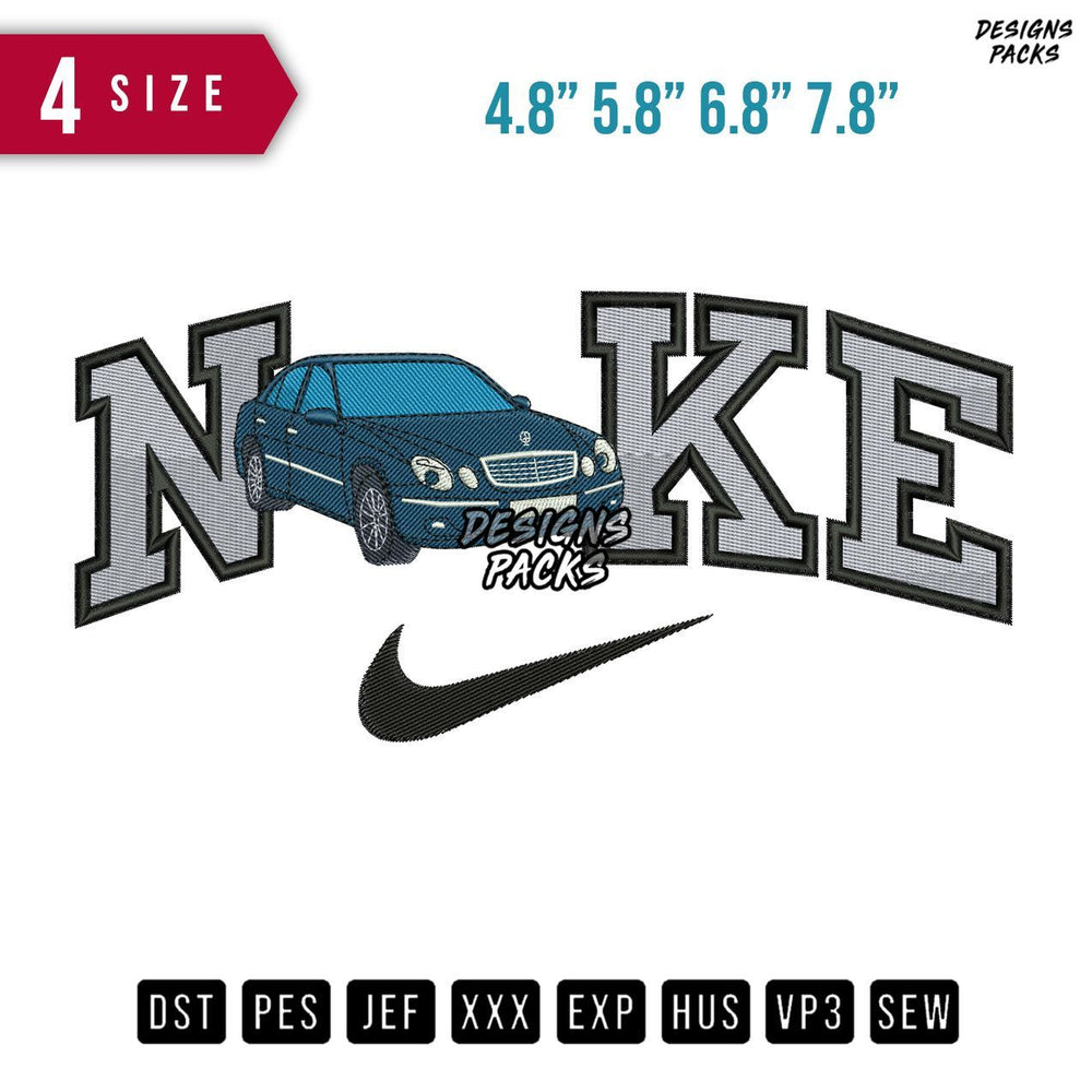 Swoosh Brand Car Blue B Embroidery Design