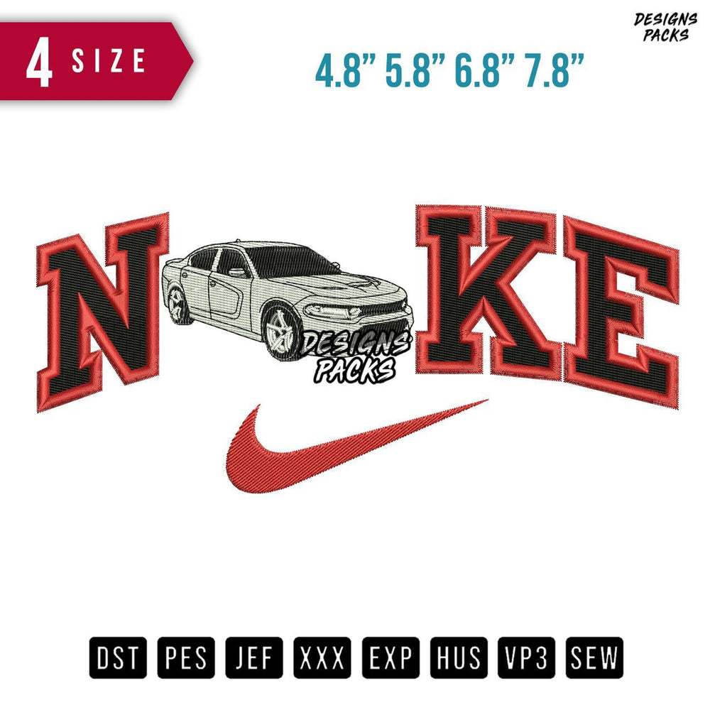 Swoosh Brand Car Fil Outline Embroidery Design