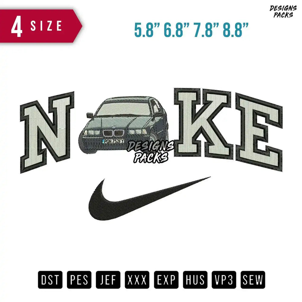 Swoosh Brand Car Pgn Embroidery Design