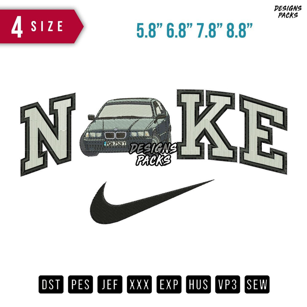 Swoosh Brand Car Pgn Embroidery Design