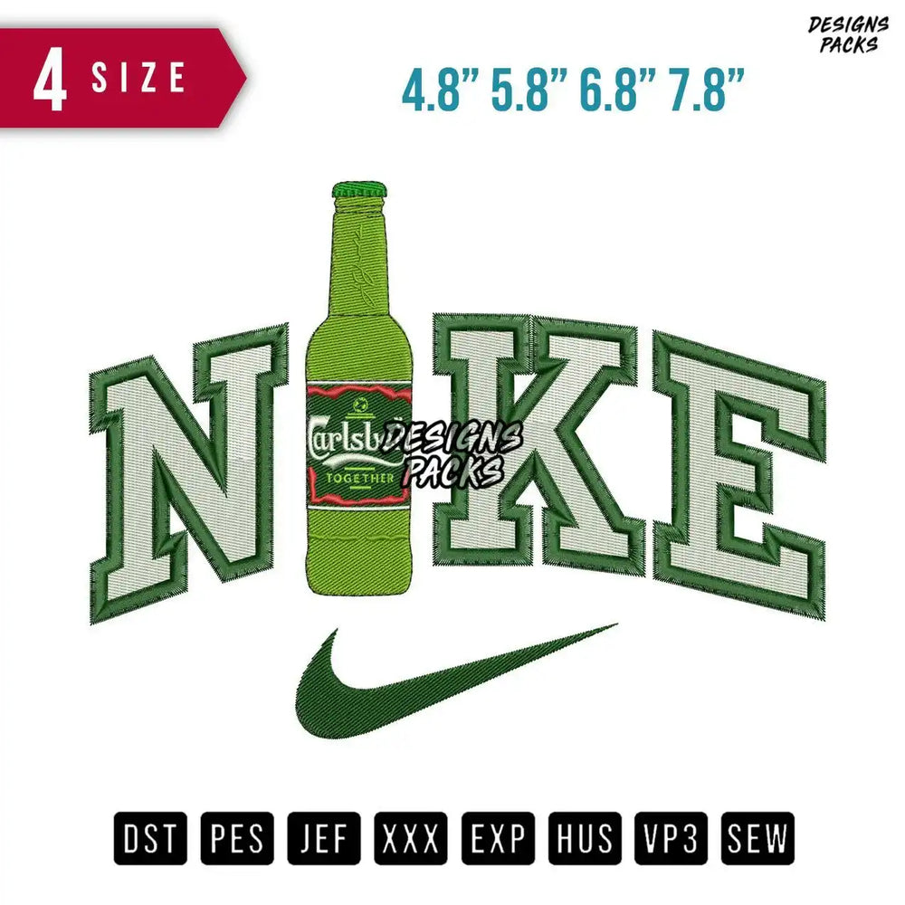 Swoosh Brand Carlsberg Bottle Embroidery Design