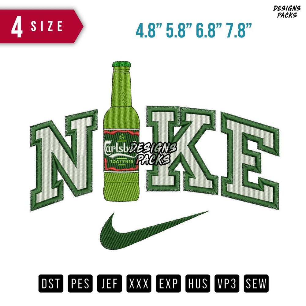 Swoosh Brand Carlsberg Bottle Embroidery Design
