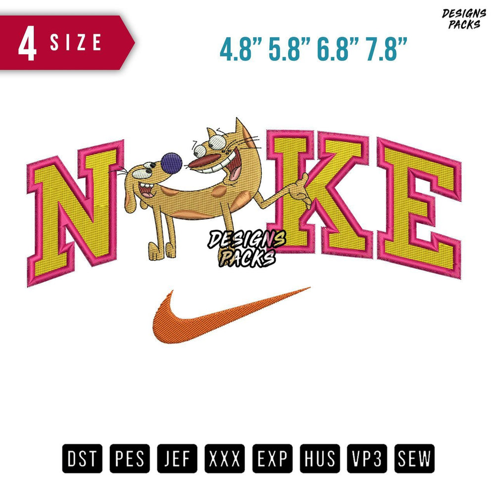Swoosh Brand Cat Dog Embroidery Design