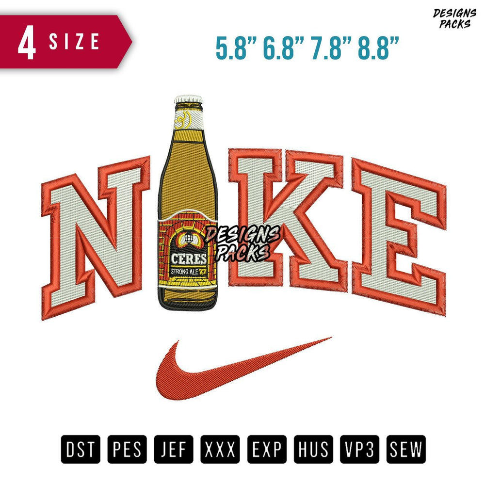 Swoosh Brand Ceres Bottle Embroidery Design