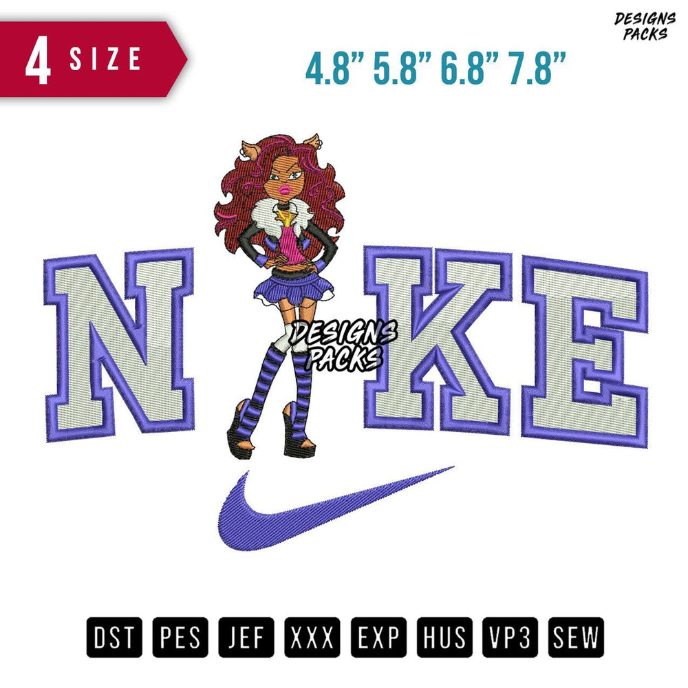 Swoosh Brand Clawdeen Wolf Embroidery Design