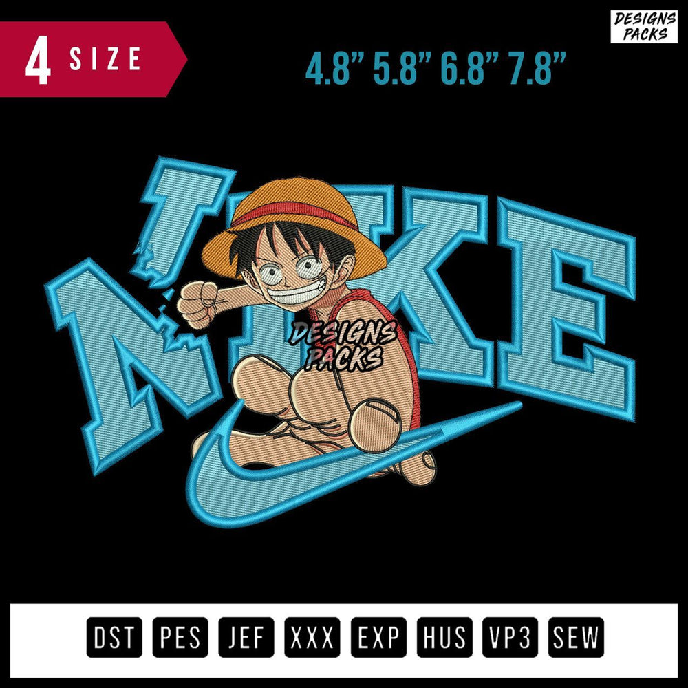 Swoosh Brand Crash Luffy Embroidery Design