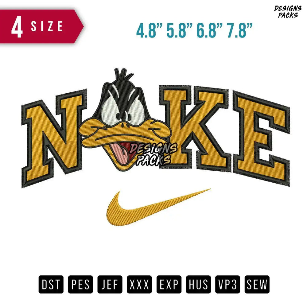 Swoosh Brand Daffy Embroidery Design