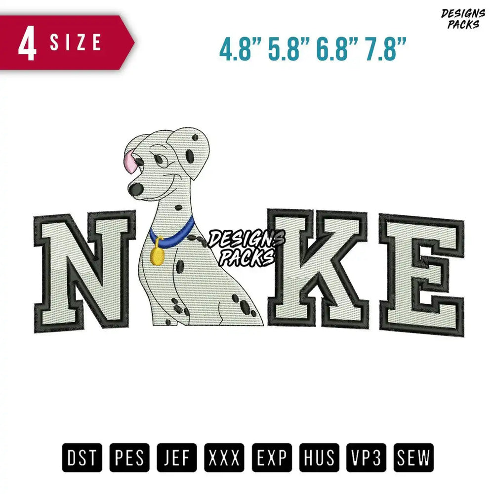 Swoosh Brand Dalmatian Blue Embroidery Design