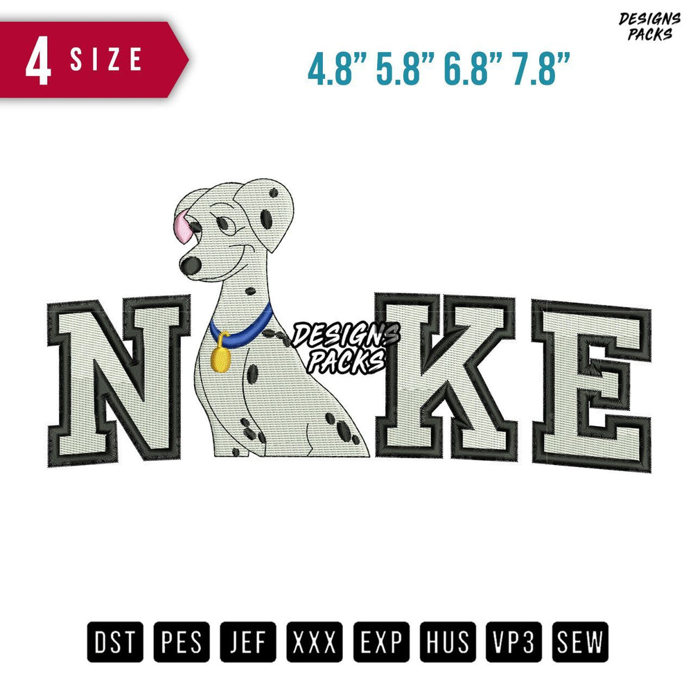 Swoosh Brand Dalmatian Blue Embroidery Design