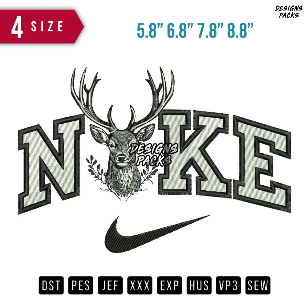 Swoosh Brand Deer B Embroidery Design