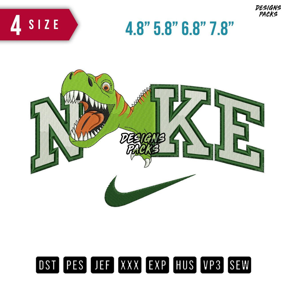Swoosh Brand Dino B Embroidery Design