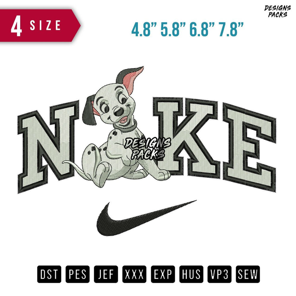 Swoosh Brand Dog Dalmatian Embroidery Design