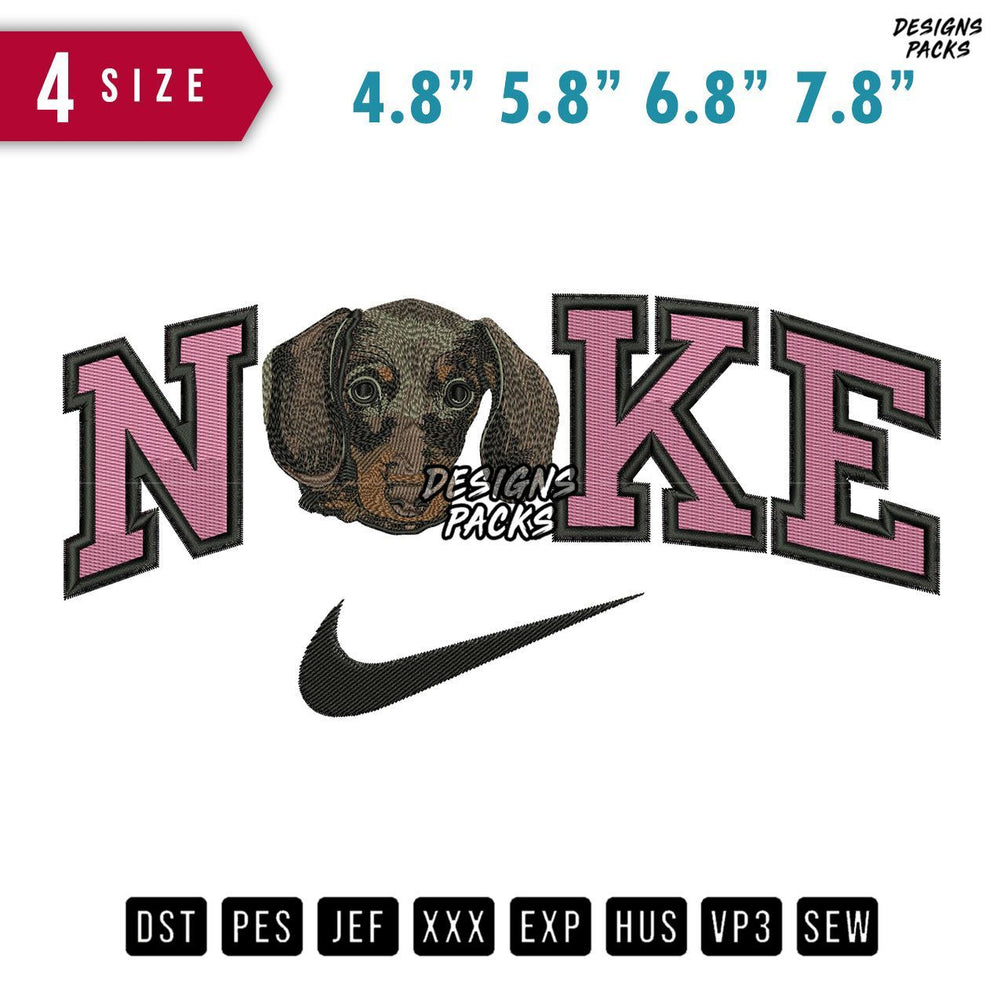 Swoosh Brand Dog Head Embroidery Design