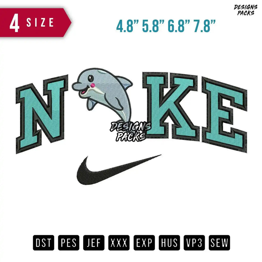 Swoosh Brand Dolphin B Embroidery Design