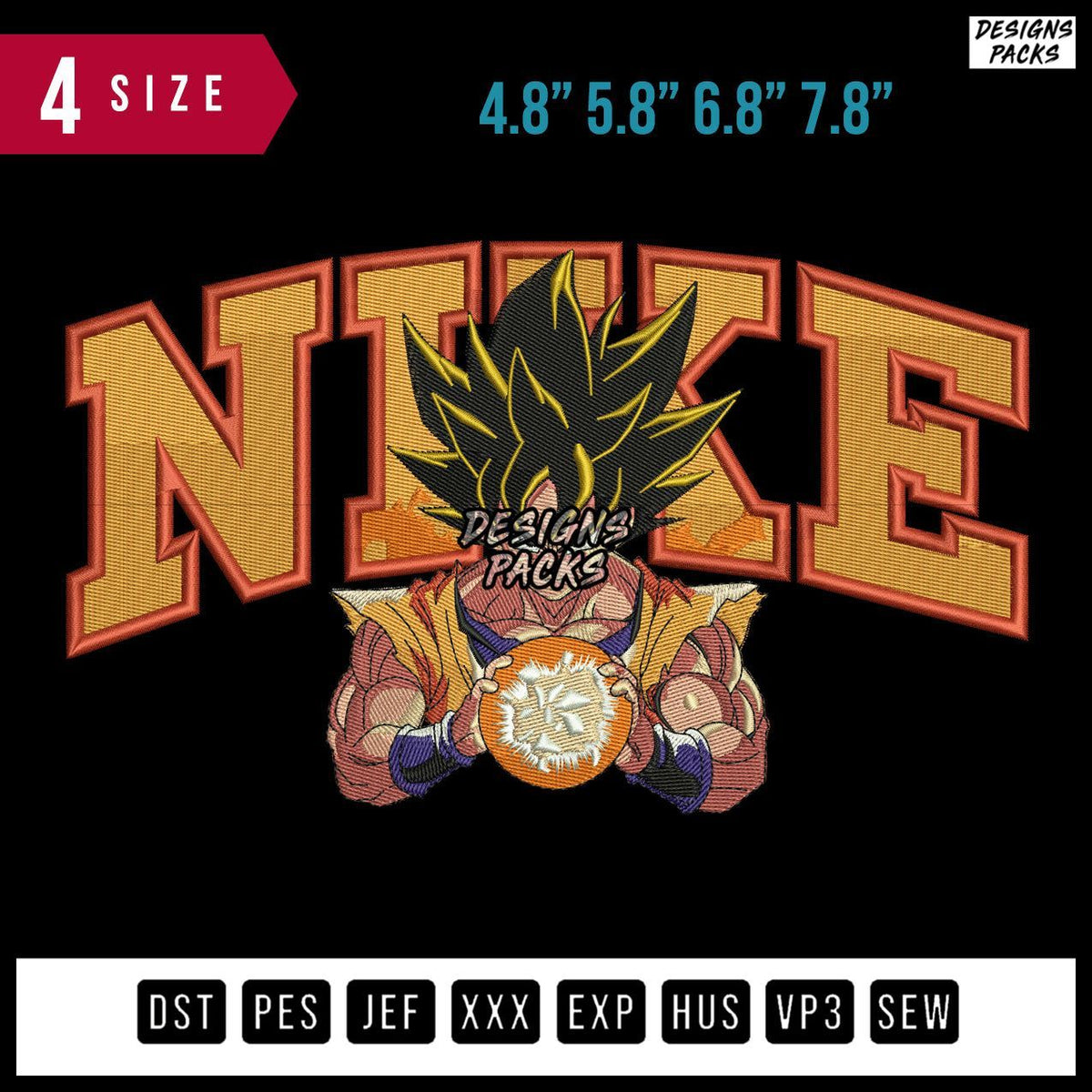 Swoosh Brand Dragonballz Fire Embroidery Design