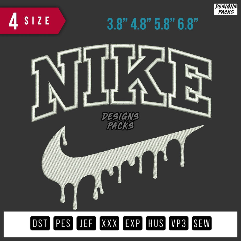 Swoosh Brand Drip Embroidery Design
