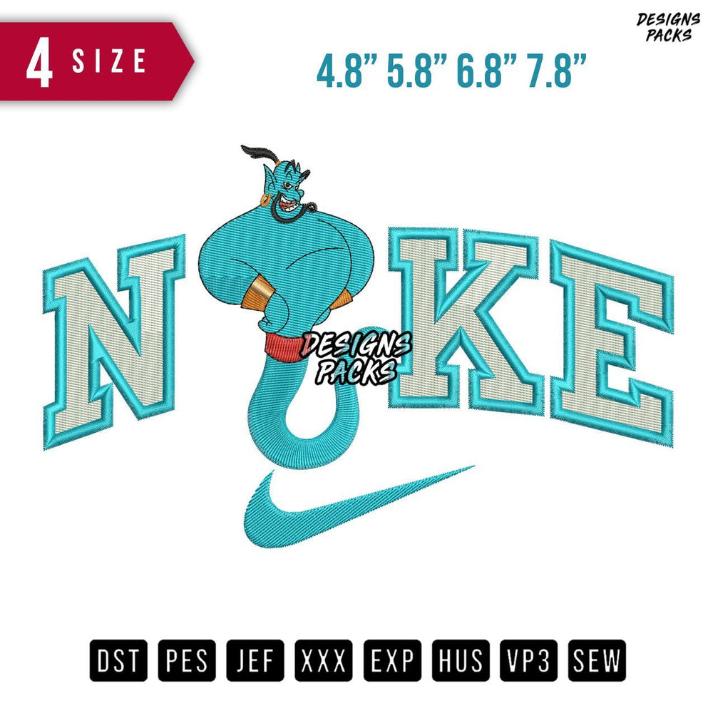 Swoosh Brand Genie Embroidery Design