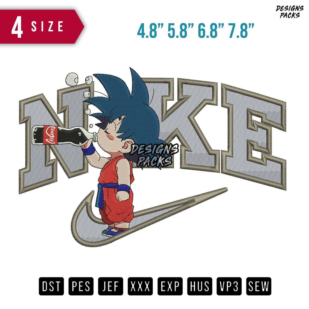 Swoosh Brand Goku Drinking Embroidery Design