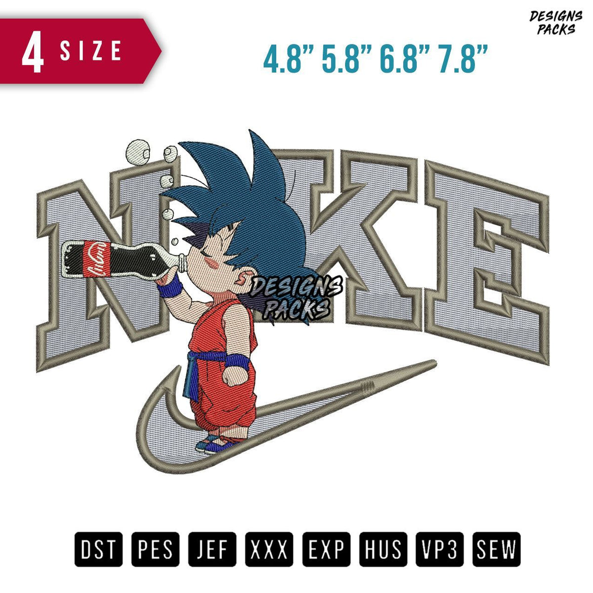 Swoosh Brand Goku Drinking Embroidery Design
