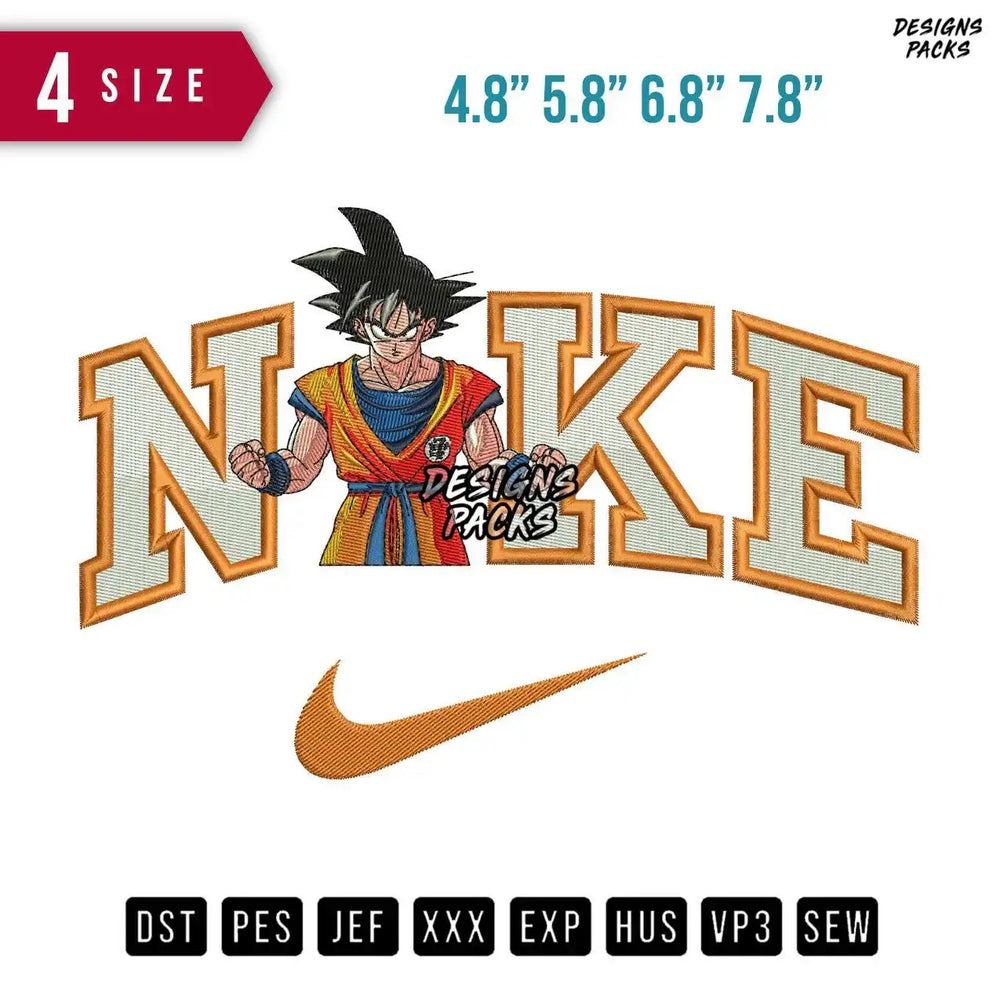 Swoosh Brand Goku E Embroidery Design