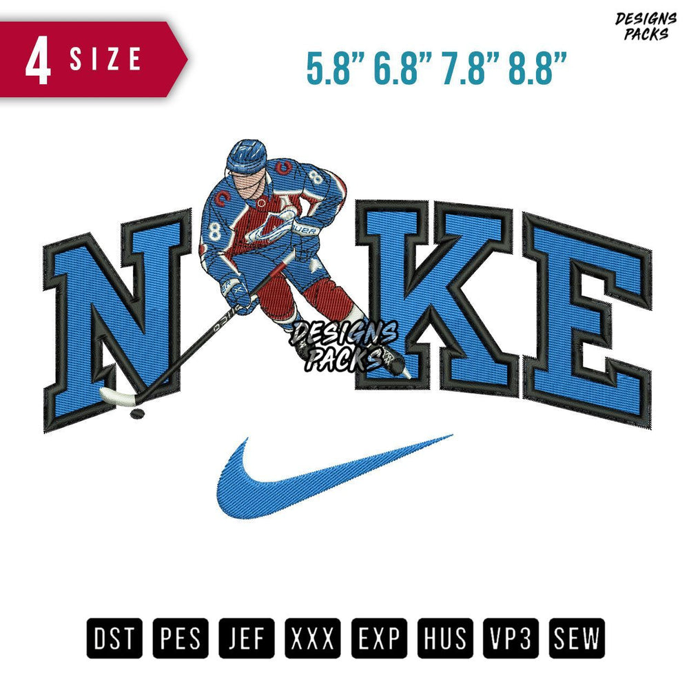 Swoosh Brand Hockey B Embroidery Design