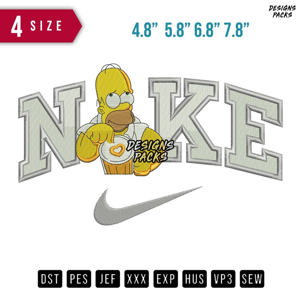 Swoosh Brand Homer Simpson Drink Embroidery Design