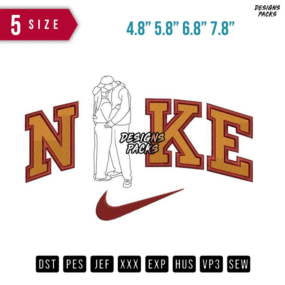 Swoosh Brand Huge Line Art Embroidery Design